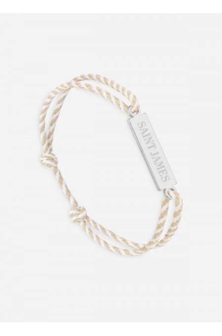 Bracelet logo Argent/rayé Blanc/Beige