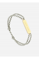 Bracelet logo Or/rayé Blanc/Kaki