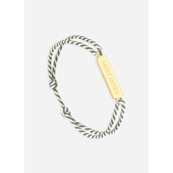 Bracelet logo Or/rayé Blanc/Kaki