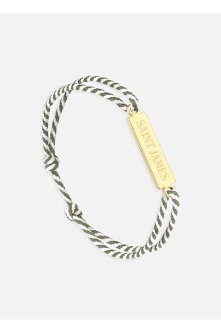 Bracelet logo Or/rayé Blanc/Kaki