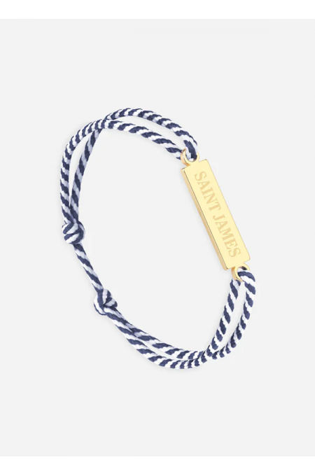 Bracelet logo Or/rayé Blanc/Marine