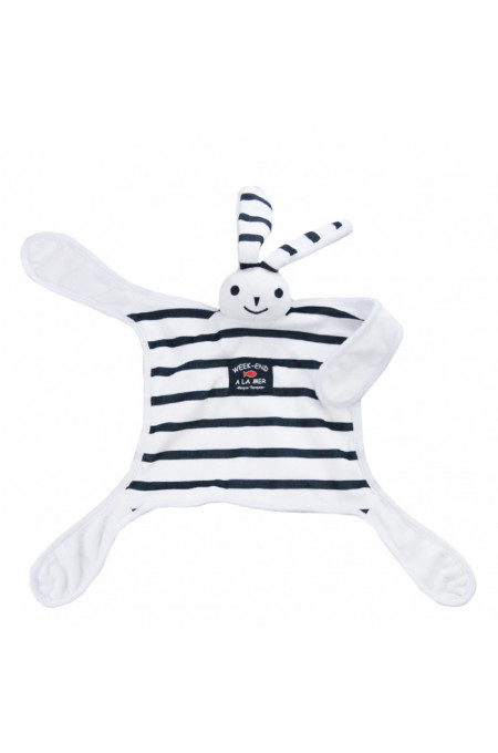 Doudou lapin Blanc/Marine