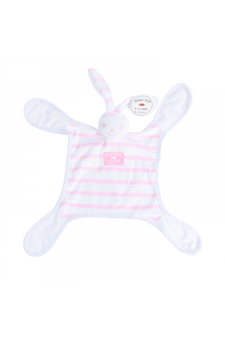 Doudou lapin Blanc/rose