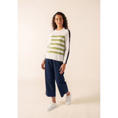 Pull Chausey Blanc/Oil/Insigne