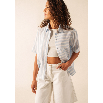 Chemisier Alma Blanc/Bleu -...