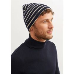 BONNET RAYE A marine/ecru